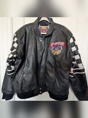 ​🏁 VTG Jeff Hamilton NASCAR 50th Anniversary Leather Racing Jacket